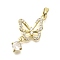 Rack Plating Brass Micro Pave Clear Cubic Zirconia Pendants, Butterfly Charms, Long-Lasting Plated, Lead Free & Cadmium Free, Real 18K Gold Plated, 21x15.5x4mm, Hole: 4.5x3mm