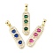 Brass Micro Pave Cubic Zirconia Pendants, Oval, Lead Free & Cadmium Free, Real 18K Gold Plated, Rack Plating, Lasting Plated, Mixed Color, 22x6x2.5mm, Hole: 2.5x4mm
