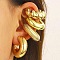 4Pcs Adjustable CCB Plastic Cuff Earrings, Twist & Textured & C-Shaped, Light Gold, 30x10mm