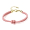 3MM Round Nylon Braided Cord Bracelet Making, Knot, with Golden 202 Stainless Steel Lobster Clasp & Brass Finding, Misty Rose, 6.69x0.39 inch(17x1cm)