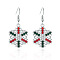 Snowflake Alloy Dangle Earrings, with Rhinestone, Platinum, 41.9x19.3mm