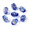 Handmade Foil Glass Beads Strands, Nuggets, Blue, 13~14.5x9.5~11x9.5~11mm, Hole: 1~1.4mm, about 28pcs/strand, 14.17~14.76 inch(36~37.5cm)