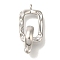 Brass Fold Over Clasps, Rectangle, Platinum, 28.5mm, Rectangle: 19x11.5x2mm, hole: 1.4mm, clasp: 14x12x2.5mm, hole: 1.2mm
