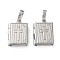 Brass Locket Pendants, Rectangle with Cross Pattern Charms, Platinum, 17.5x11.5x3mm, Hole: 3.5mm