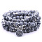 Bohemian Styles Natural Round Zebra Jasper Beaded Stretch Bracelets for Women Men, with Flat Round Charm