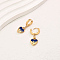 Elegant Stainless Steel Heart Hoop Earrings, Real 18K Gold Plated, Dark Blue, 32x12mm