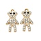 Alloy Rhinestone Pendants, Bear Charms, UV Plating, Golden, 22.5x12.5x3.5mm, Hole: 1.8mm