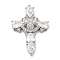Brass Micro Pave Clear Cubic Zirconia Pendants, Cross, Rack Plating, Long-Lasting Plated, Lead Free & Cadmium Free, Platinum, 34.5x23.5x4.5mm, Hole: 1.2mm