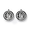 304 Stainless Steel Enamel Charms, Stainless Steel Color, Flat Round with Virgin Mary Pattern, Black, 14.5x13x1.5mm, Hole: 1mm
