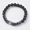 Synthetic Hematite Stretch Bracelets, with Natural Lava Rock and Alloy Findings, Buddha, Antique Silver, Original Color, 2-1/4 inch(57mm)