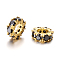 Large Hole Ring Brass Micro Pave Cubic Zirconia Spacer Beads, Golden, Black, 11x4mm, Hole: 5mm
