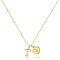 Brass Initial and Heart Pendant Necklaces for Women, Real 14K Gold Plated, Letter T, 15.75 inch(40cm)
