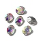 Pointed Back Glass Rhinestone Cabochons, Back Plated, Faceted, Oval, Crystal AB, 10x8x4mm