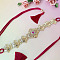 Alloy Rose Rhinestone Flower Link Chains Polyester Tassel Waist Belly Chains for Women, Light Gold, Red, 1450mm