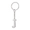 Alloy Keychains, with Split Key Ring, Platinum, Letter J, 90mm, Pendant: 36x15x3.8mm