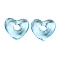 Handmade Lampwork Beads, Large Hole Beads, Heart, Light Blue, 14x15x5mm, Hole: 4mm