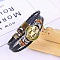 Imitation Leather Cord Triple Layer Multi-strand Bracelets, Flat Round Alloy Constellation Bracelets for Men Women, Libra, 7-1/8 inch(18cm)