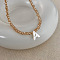 Natural Shell Initial Pendant Glass Beaded Pendant Necklaces, with Brass End Chains, Golden, Goldenrod, Letter A, 13.98 inch(35.5cm)