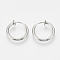 Tarnish Resistant 201 Stainless Steel Retractable Clip-on Hoop Earrings, For Non-pierced Ears, with 304 Stainless Steel Pins and Spring Findings, Stainless Steel Color, 14x2mm