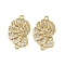 Brass Micro Pave Cubic Zirconia Conch Connector Charms, Real 18K Gold Plated, Rack Plating, Long-Lasting Plated, Cadmium Free & Lead Free, Clear, 19.5x12.5x3mm, Hole: 1.2mm and 1.4mm