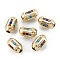 Brass Micro Pave Cubic Zirconia Beadsong-Lasting Plated, Real 18K Gold Plated, Column, Colorful, 12x8~8.5mm, Hole: 2.8mm