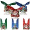 60Pcs 3 Colors Christmas Theme Rabbit Shaped Candy Plastic Bags, Printed Candy Gift Bags, Mixed Color, 23.2cm, Bag: 12.6x13.6cm, 20pcs/color