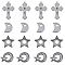 16Pcs 4 Styles Synthetic Non-magnetic Hematite Pendants, Star & Moon & Round & Cross, Mixed Shapes, Hematite Plated, 17.5~37.5x7~24x4~4.8mm, Hole: 1~5.8mm, 4pcs/style