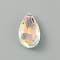 Glass Rhinestone Pendants, Pointed Back & Back Plated, Teardrop, Crystal AB, 28x16.5x9mm, Hole: 1.6mm