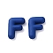 Spray Painted Alloy Pendants, Rubberized Style, Blue, Letter F, 19x14x6mm, Hole: 1.5mm