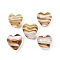 Handmade Lampwork Beads, Heart with Stripe, Peru, 12~13x12~13x8~8.5mm, Hole: 1.6~1.8mm