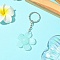 Flower Resin Keychain, with Iron Rings, Light Cyan, 8.8cm