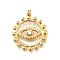 304 Stainless Steel Pendants, with Rhinestone, Ion Plating(IP), Flat Round with Eye Charm, Real 14K Gold Plated, Crystal, 23.5x20x2.5mm, Hole: 2.5mm
