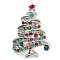 Christmas Theme Alloy Colorful Rhinestone Brooches, for Backpack Clothes, Christmas Tree, Platinum, 42x28mm