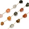 Handmade 304 Stainless Steel Indian Agate Beads Nuggets Link Chains, Long-Lasting Plated, Soldered, with Spool, Ion Plating(IP), Real 18K Gold Plated, 5.5~9x5~7x4~7mm
