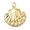 Brass ABS Plastic Pearl Pendants, Shell Shape with Starfish Pattern Charms, with Jump Loop, Lead Free & Cadmium Free, Rack Plating, Long-Lasting Plated, Real 18K Gold Plated, 20x21x4mm, Hole: 3mm