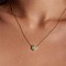 Brass Pave Natural Green Quartz Hexagon Pendant Necklaces for Women, Golden, Medium Aquamarine, 15.75 inch(40cm)