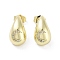 Teardrop Rack Plating Brass Cubic Zirconia Stud Earrings for Women, Long-Lasting Plated, Lead Free & Cadmium Free, Real 18K Gold Plated, Moon, 19x11mm