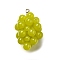 Grape Brass Acrylic Pendants, Lead Free & Cadmium Free, Rack Plating, Long-Lasting Plated, Golden, Yellow Green, 26.5x16.5x16.5mm, Hole: 1.6mm