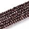 Electroplate Glass Beads Strands, Full Plated, Faceted, Rondelle, Copper Plated, 2x1.5mm, Hole: 0.6mm, about 208~220pcs/Strand, 34~36cm