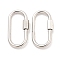 Brass Spring Ring Clasps,Long-Lasting Plated, Lead Free & Cadmium Free, Oval, Platinum, 25x13.5x2~4mm