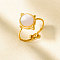 304 Stainless Steel with Natural Shell Cuff Open Rings for Women, Round, Real 18K Gold Plated, 16mm, Inner Diameter: 17mm
