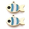 Ion Plating(IP) 316L Surgical Stainless Steel Charms, Nickel Free, with Enamel, Real 18K Gold Plated, Fish Charm, Dodger Blue, 8x12.5x1.5mm, Hole: 1mm