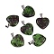 Heart Natural Zoisite Pendants, with Brass Findings, Platinum, 20.5~21.5x20~21x5~6mm, Hole: 4x7.5mm
