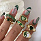 6Pcs Heart & Yin-yang Alloy Enamel & Rhinestone Finger Rings Sets for Women, Golden, Inner Diameter: 17~18mm