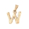 304 Stainless Steel Pendants, Bamboo Style, Letter, Ion Plating(IP), Real 18K Gold Plated, Letter.W, 19x16x3mm, Hole: 3x7mm