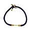 Braided Nylon Cord Bracelet Making, with Brass Findings, Real 18K Gold Plated, Indigo, 9-1/2 inch(24cm), Link: 24x4mm