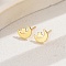 Fashionable Brass Stud Earrings, Real 18K Gold Plated, Moon, 10mm