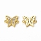 Brass Micro Pave Clear Cubic Zirconia Connector Charms, Butterfly Links, Golden, 10.5x12x2mm, Hole: 1.4mm