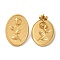 Ion Plating(IP) 304 Stainless Steel Oval with Flower Stud Earrings, Real 18K Gold Plated, 25.5x18.5mm
