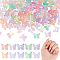 10 Sets 5 Colors Glitter Glass Cabochons, Nail Art Decoration Accessories, Butterfly, Mixed Color, 6x7x3mm, Hole: 1mm, 2 sets/color